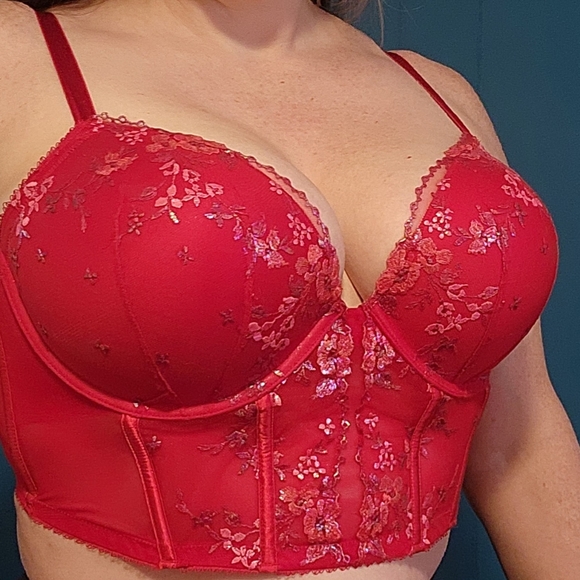 Victoria's Secret Other - VS pushup floral embroidered corset top 38DD